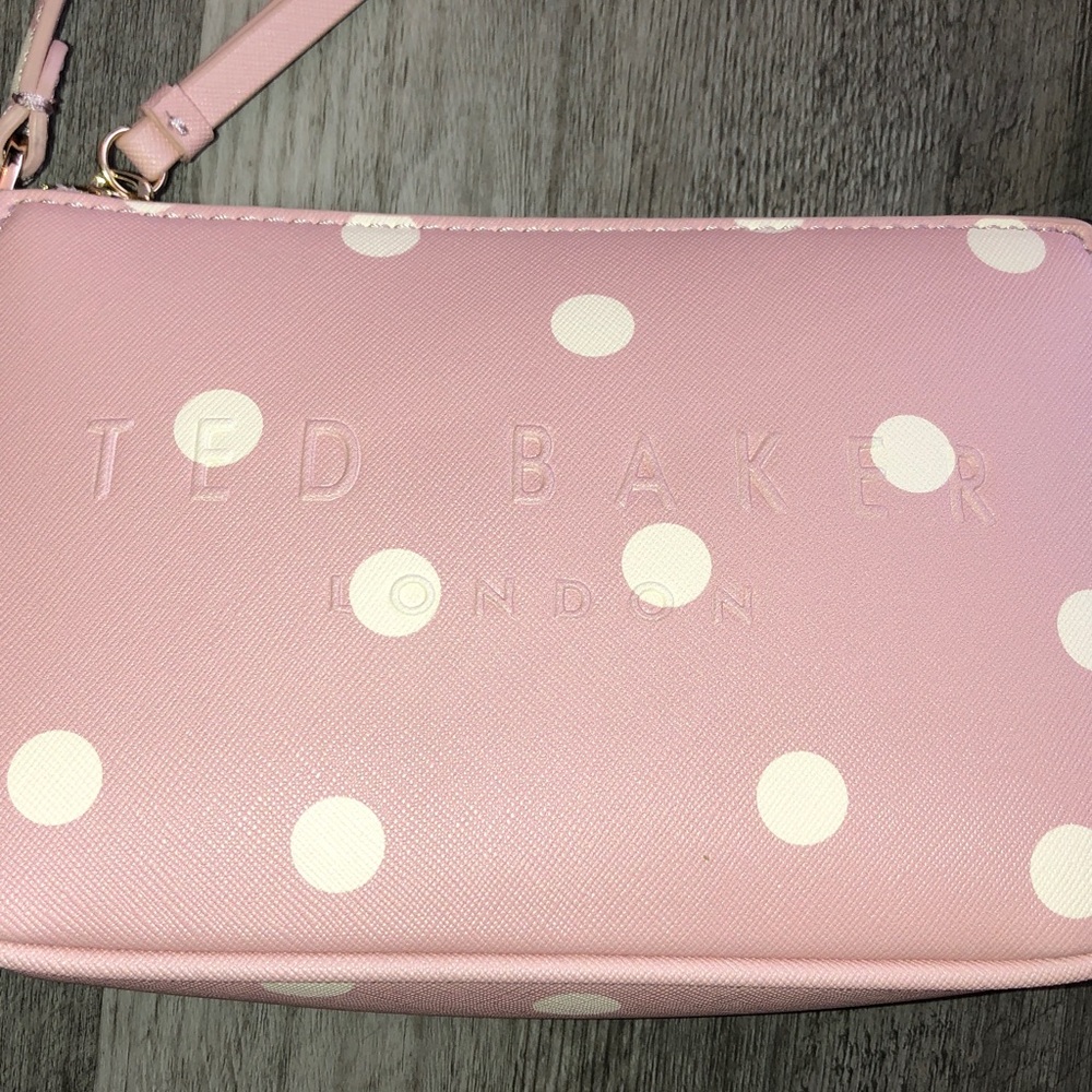 Ted Baker Soft Pink & White Polka Dot Convertible Shoulder Bag Wristlet NWT - Picture 11 of 16